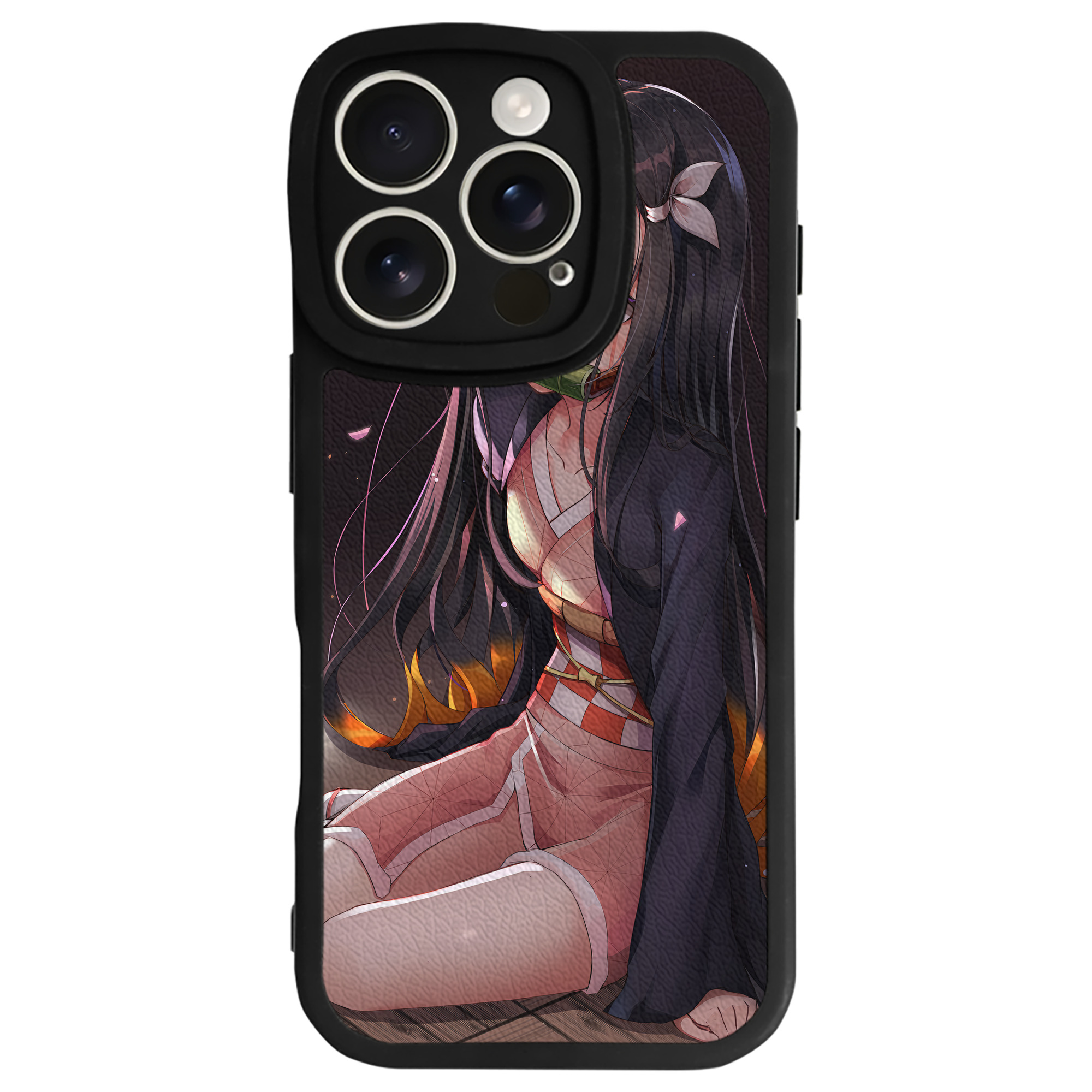 （画像用） 鬼滅の刃（きめつのやいば）竈門 禰󠄀豆子／かまど ねずこ Kamado Nezuko 【iPhone 16シリーズ対応】シリコンスマホケース（レザー調） 材質：シリコン